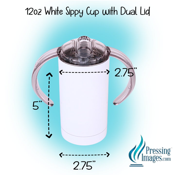 12oz White Sippy Dual Lid for Sublimation - 110018