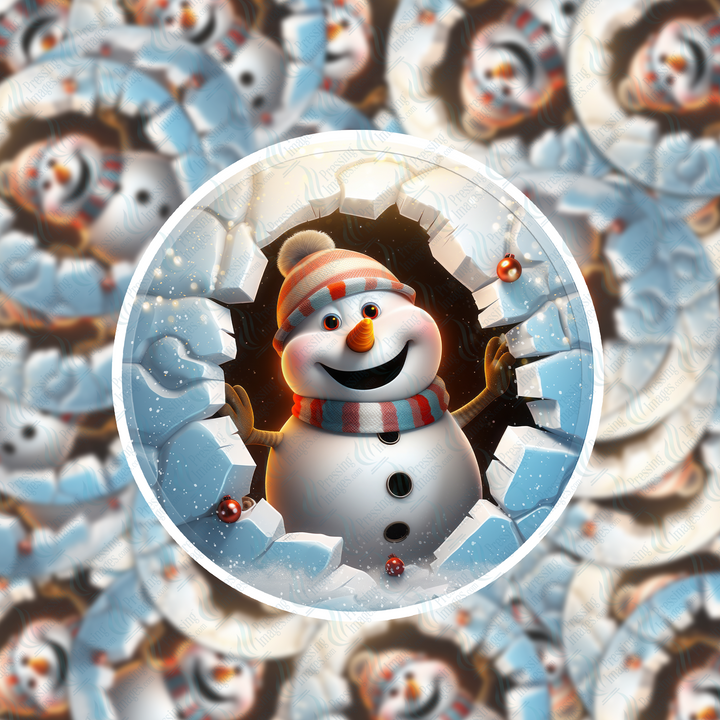 PI 5129 3" Snowman Ornament Decal & Acrylic Blank