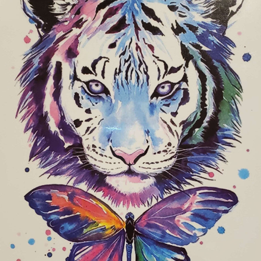 Tiger Butterfly - 193 - 8"x 6" Temporary Tattoo