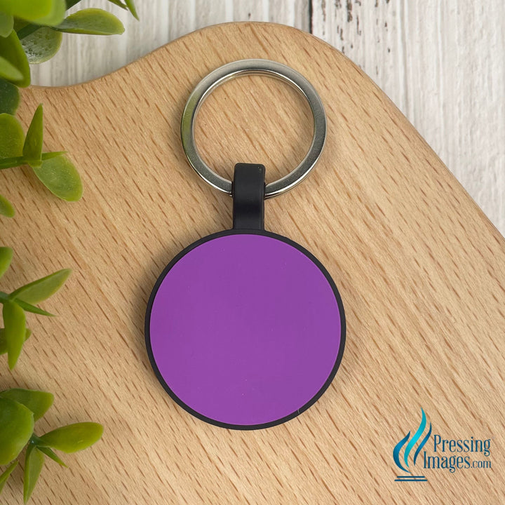 Purple silicone circle keychain for laser engraving