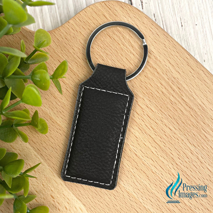 Laser Engraving Faux Leather Keychain