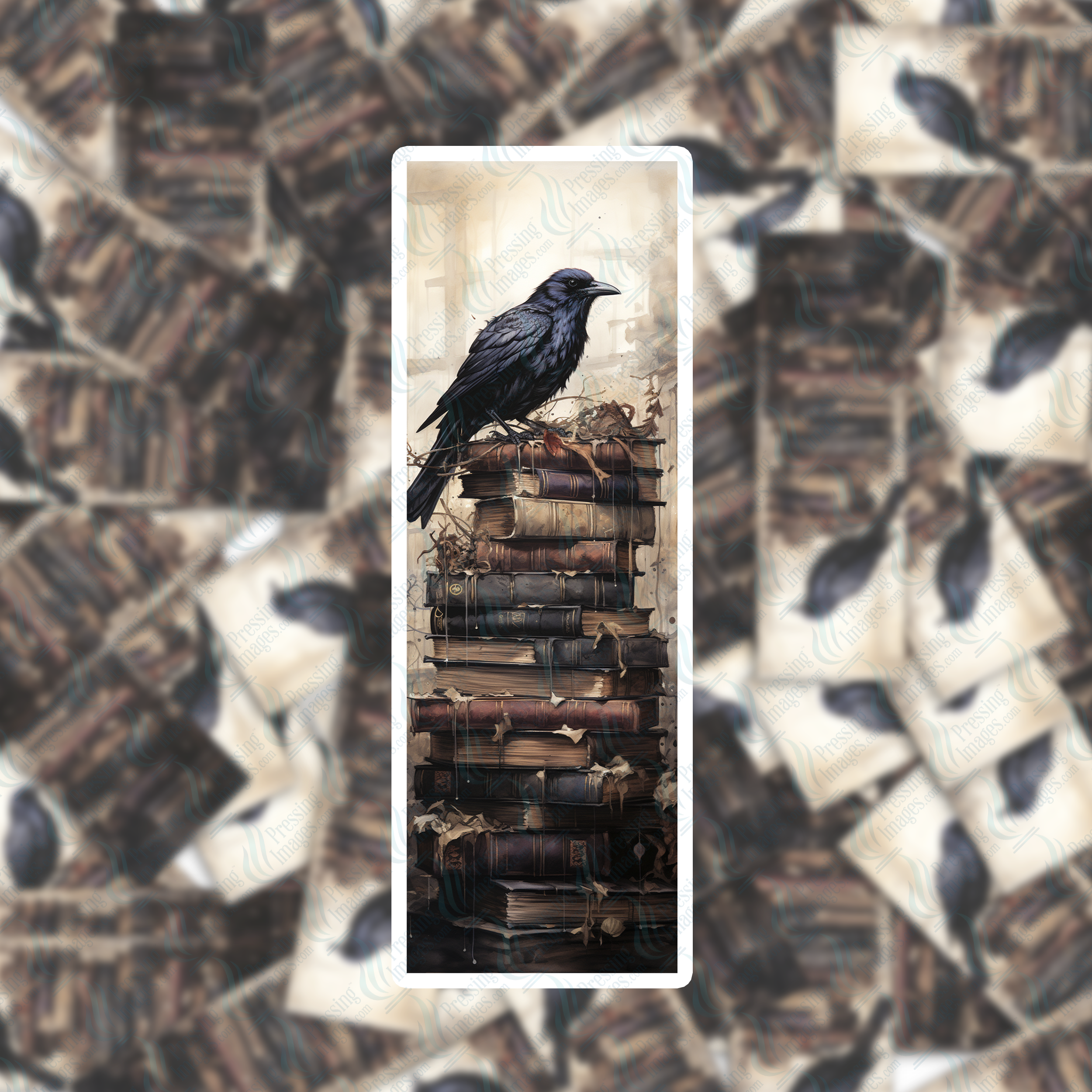 PI 0319 Raven Book Stack Bookmark Decal & Acrylic Blank – Pressing Images