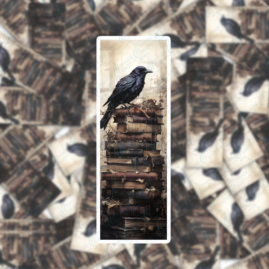 PI 0319 Raven Book Stack Bookmark Decal & Acrylic Blank