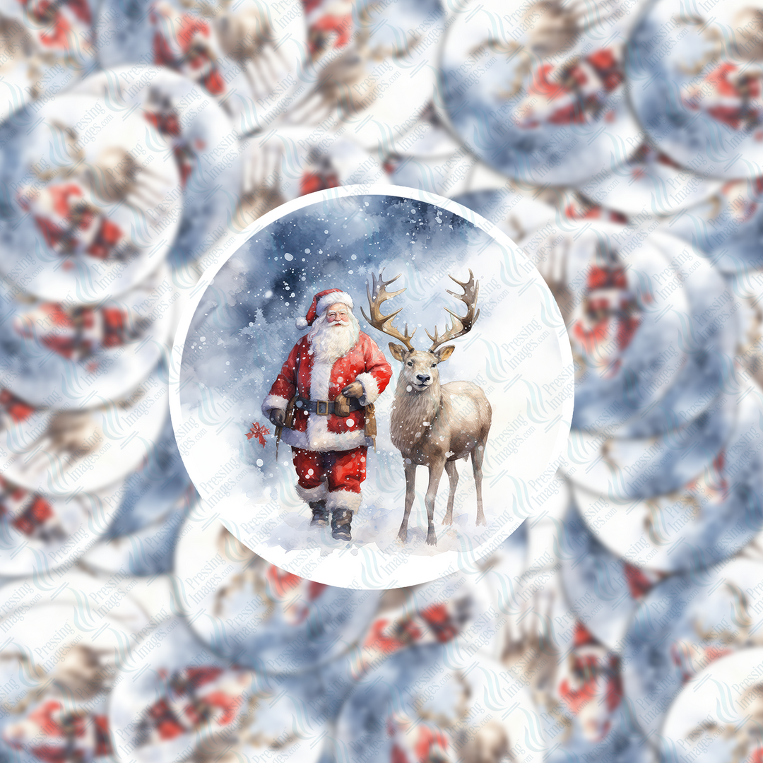 PI 5016 3"  Santa Deer One Ornament Decal & Acrylic Blank