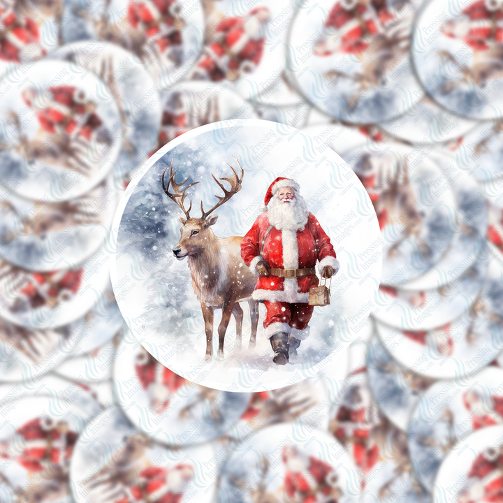 PI 5017 3" Santa Deer two Ornament Decal & Acrylic Blank