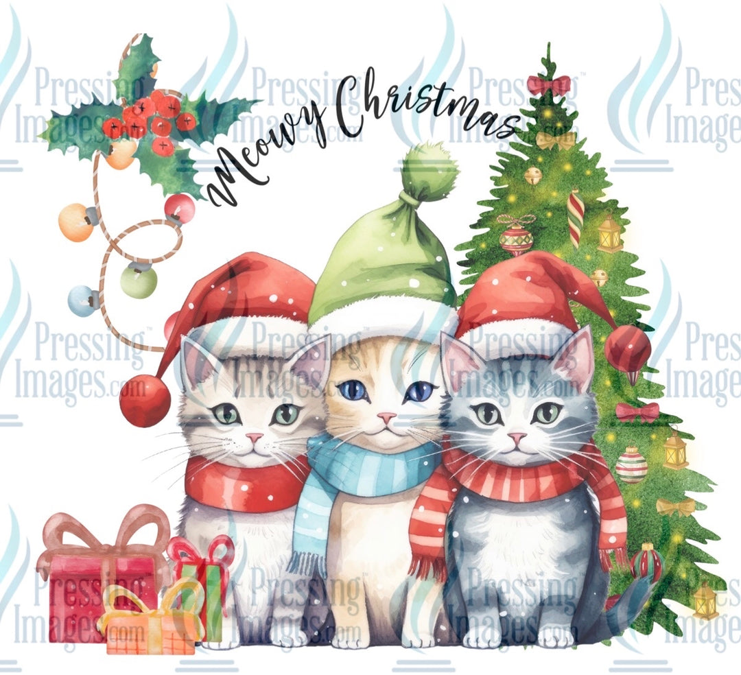 8351 Meowy Christmas tumbler wrap