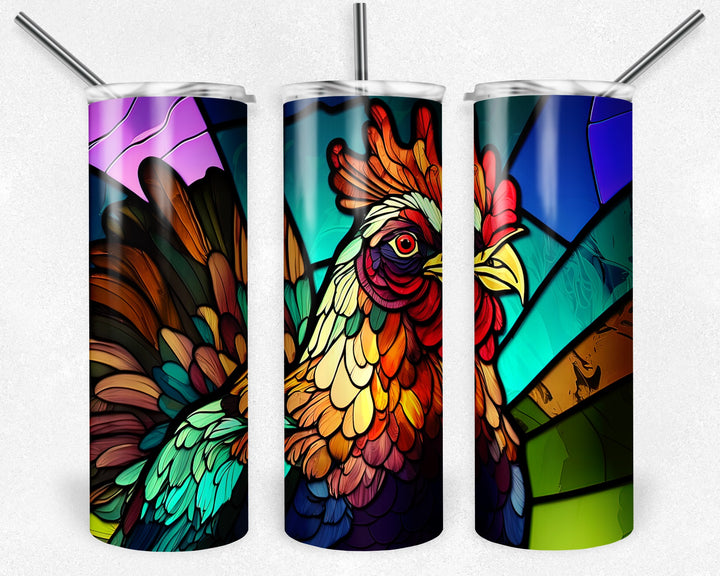 8021 Chicken stained glass tumbler Wrap