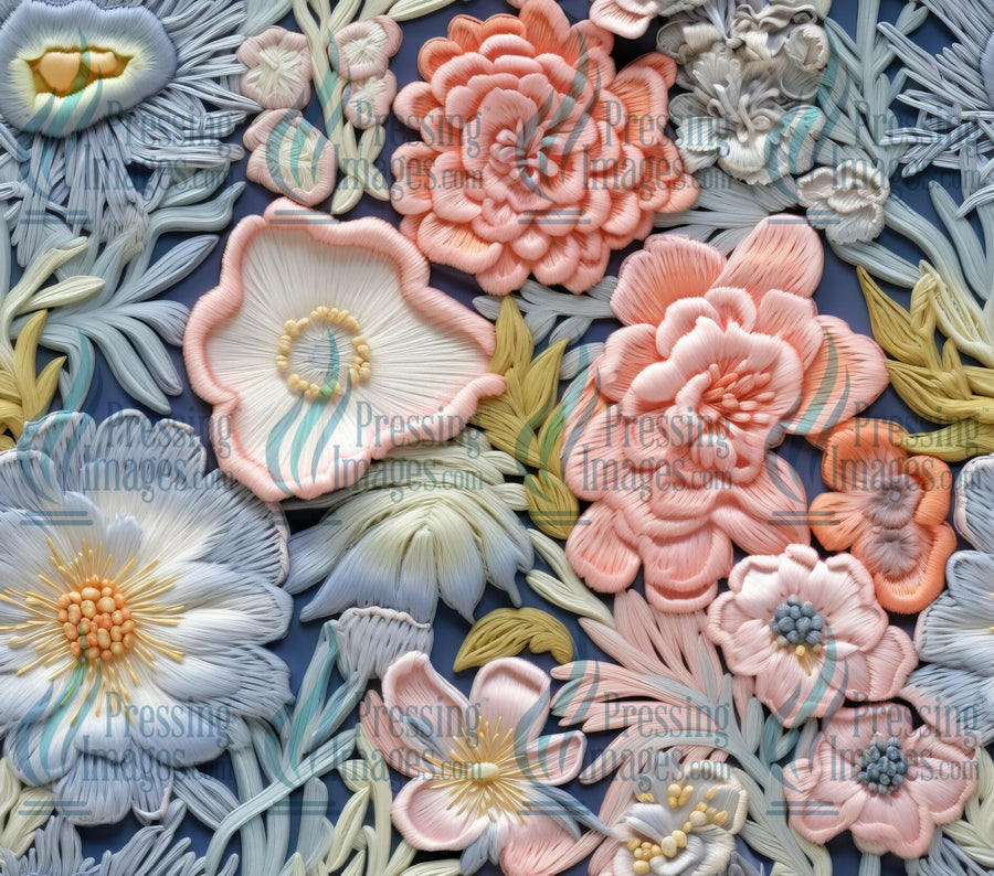 15302 Embroidered flower tumbler Wrap.