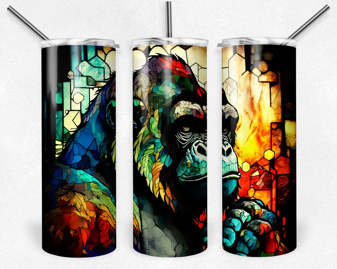 8026 Gorilla stained glass tumbler Wrap