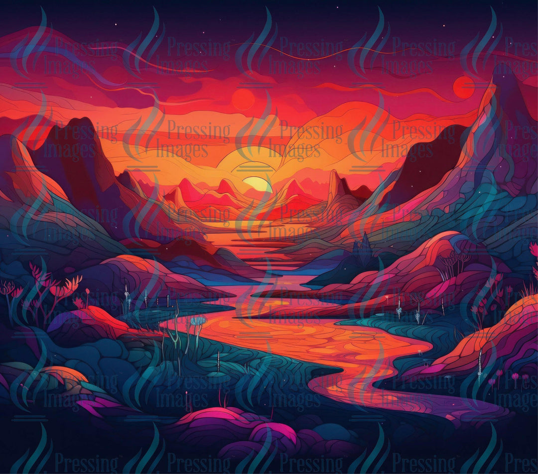 15034 Sunset Landscape Tumbler Wrap.