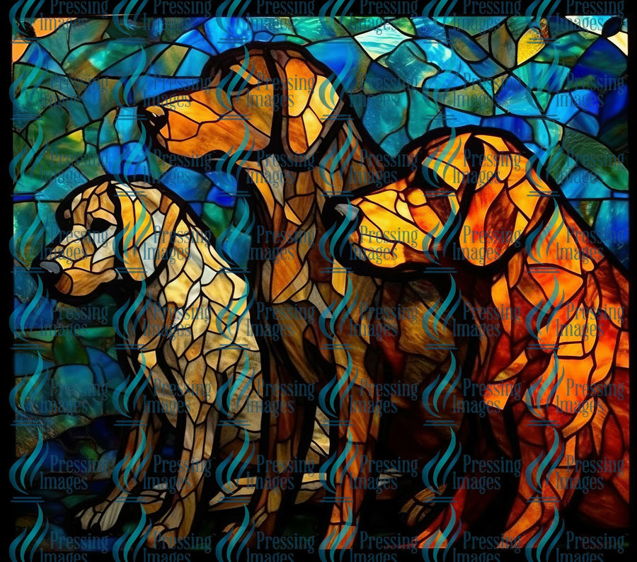 15065 Dogs Stained Glass Tumbler Wrap.