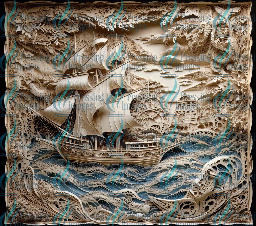 15079 3D Paper Ships Tumbler Wrap.