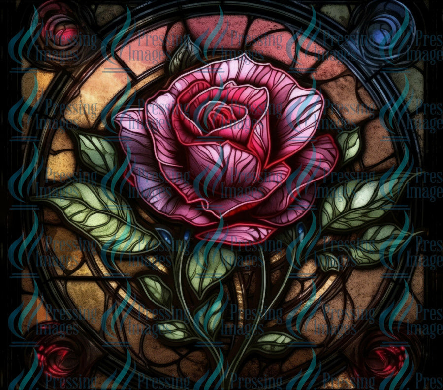 15080 Rose Stained Glass Tumbler Wrap.