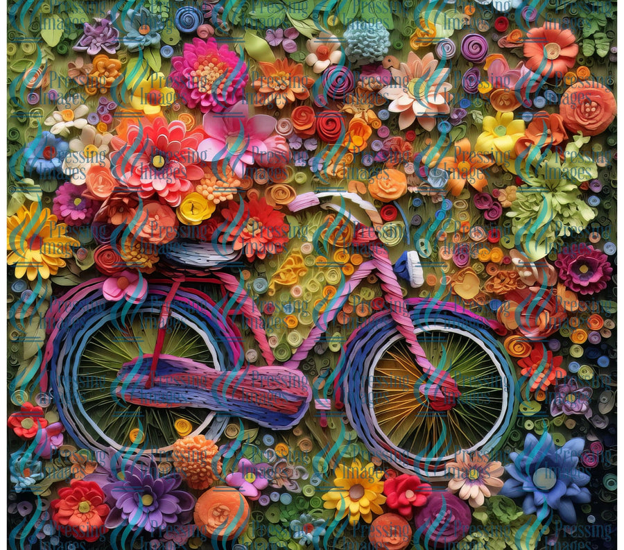 15093 Bicycle in Flowers Tumbler Wrap.