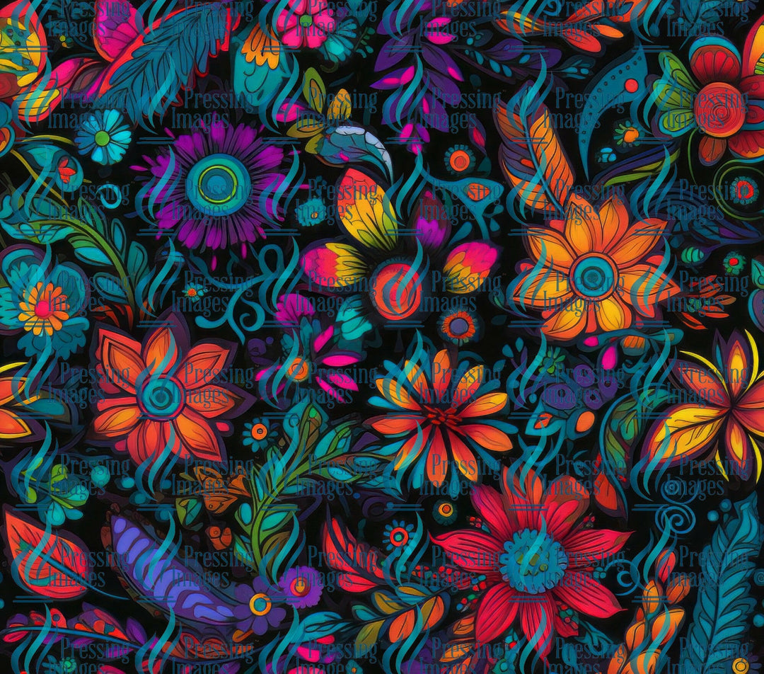 15096 Flowers with Black Background Tumbler Wrap.