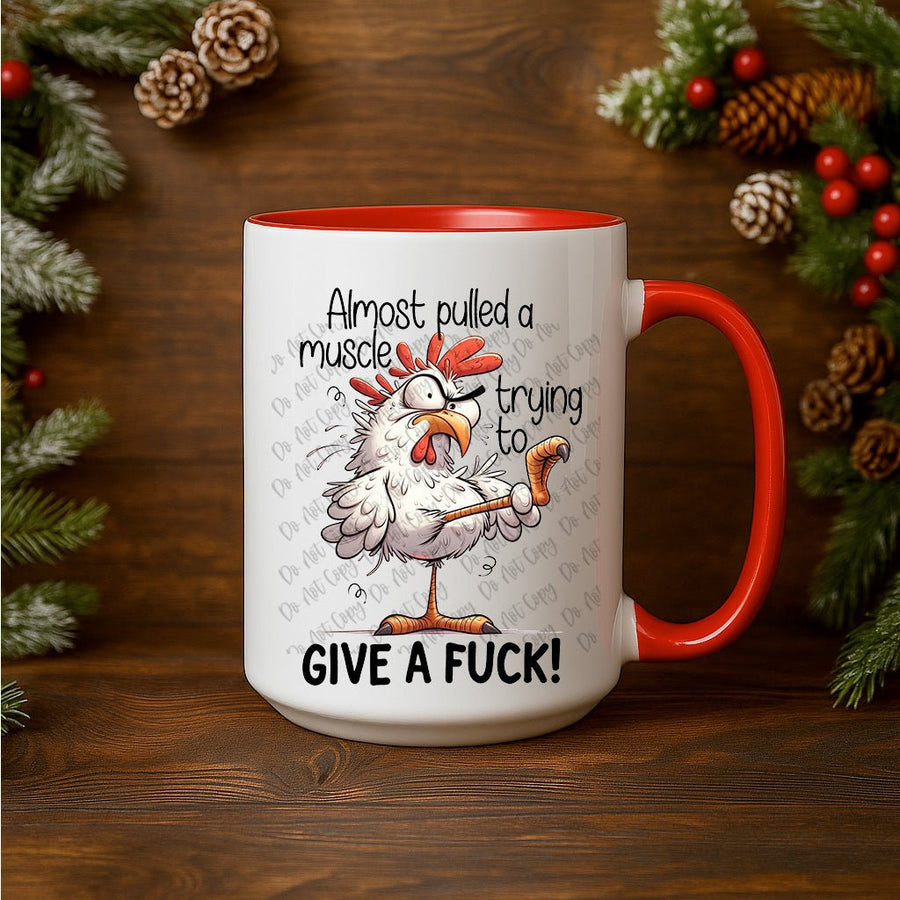 15oz Ceramic Mug - Almost Pulled a Muscle - Pressing Images