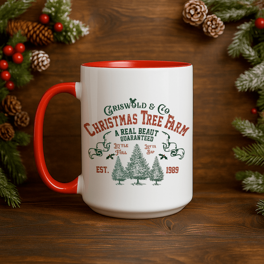 15oz Ceramic Mug - Christmas Tree Farm - Pressing Images