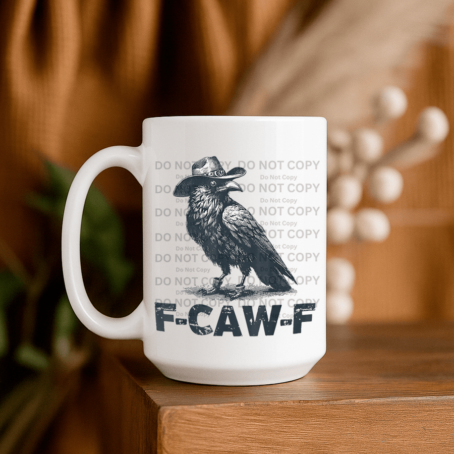 15oz Ceramic Mug - Cowboy F - Caw - F - Pressing Images