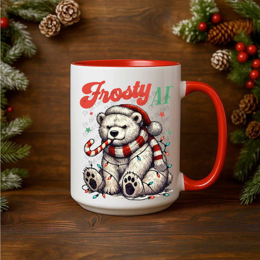 15oz Ceramic Mug - Frosty AF - Pressing Images