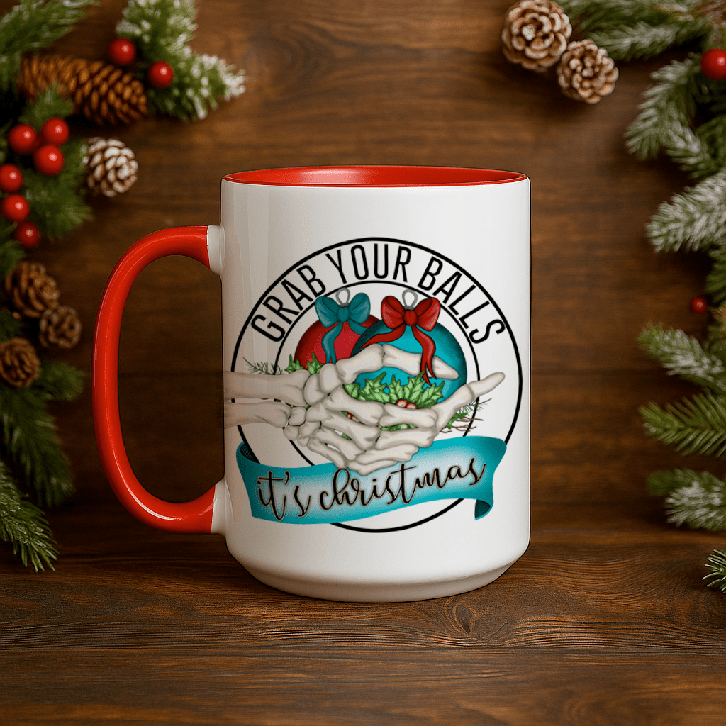 15oz Ceramic Mug - Grab Your Balls - Pressing Images