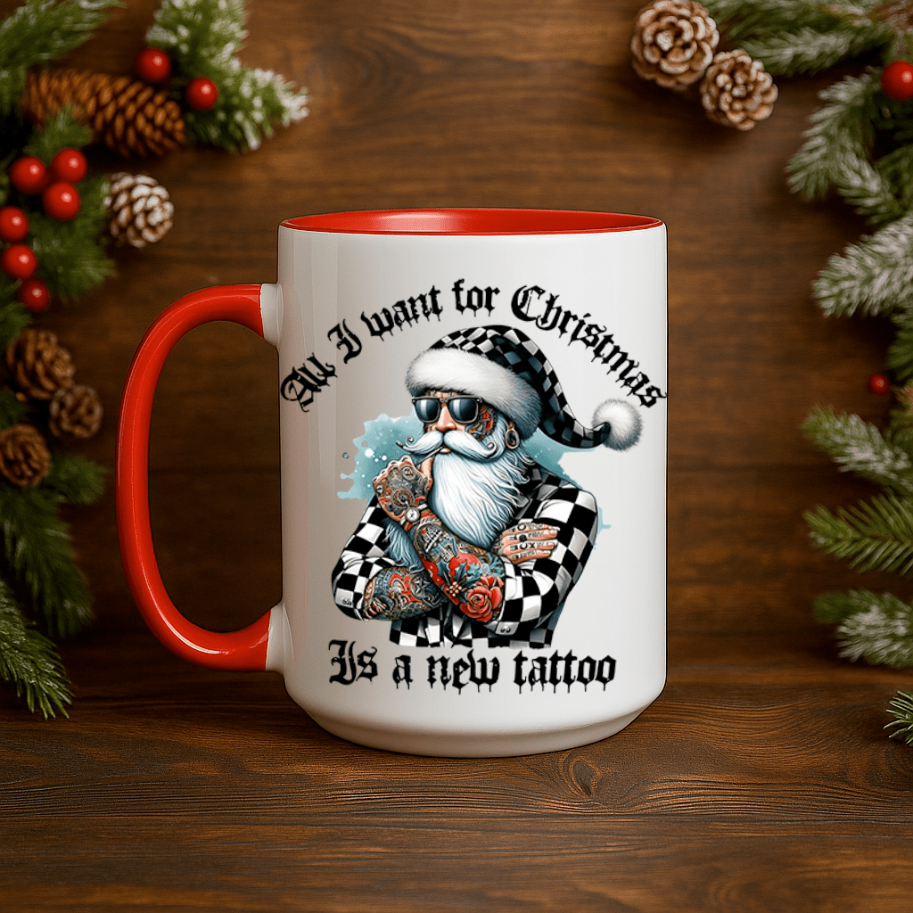 15oz Ceramic Mug - I Want a New Tattoo - Pressing Images