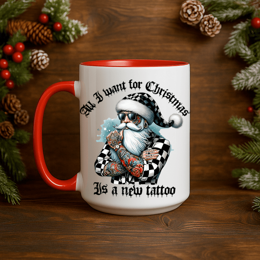 15oz Ceramic Mug - I Want a New Tattoo - Pressing Images
