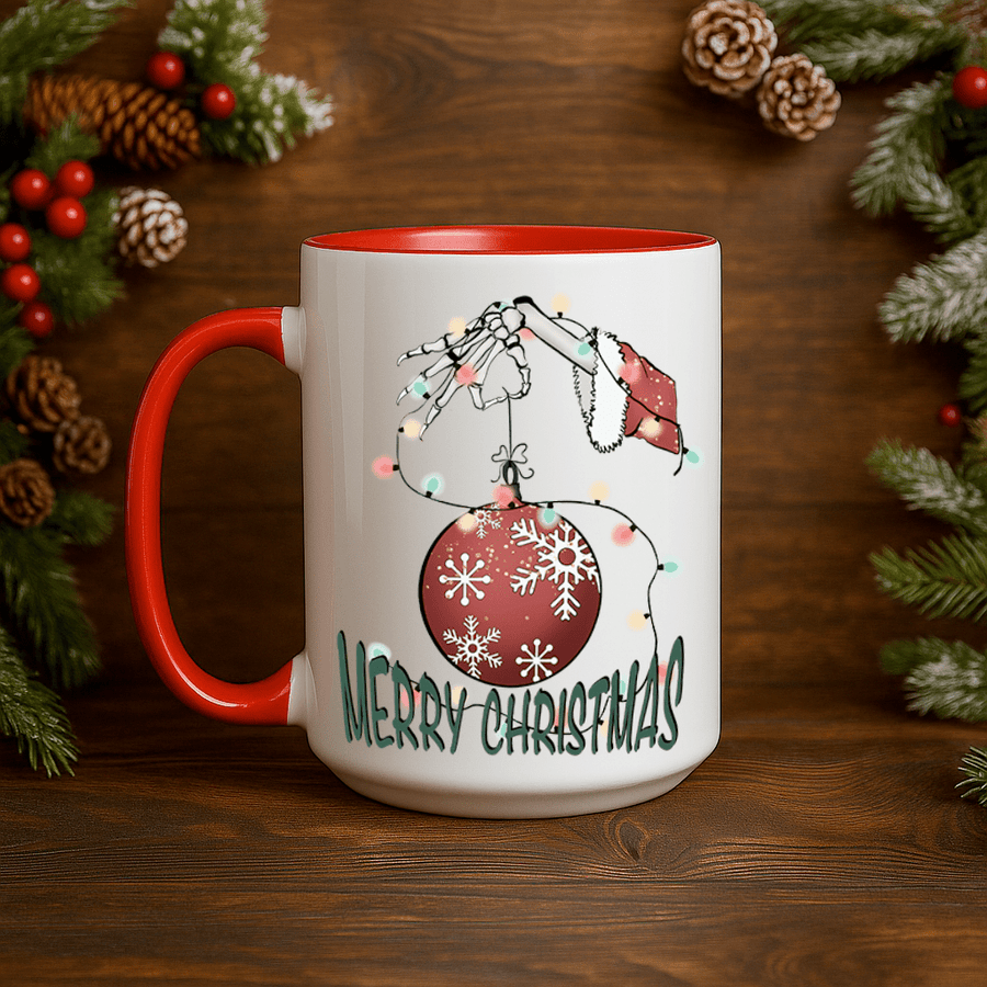 15oz Ceramic Mug - Merry Christmas Ornament - Pressing Images