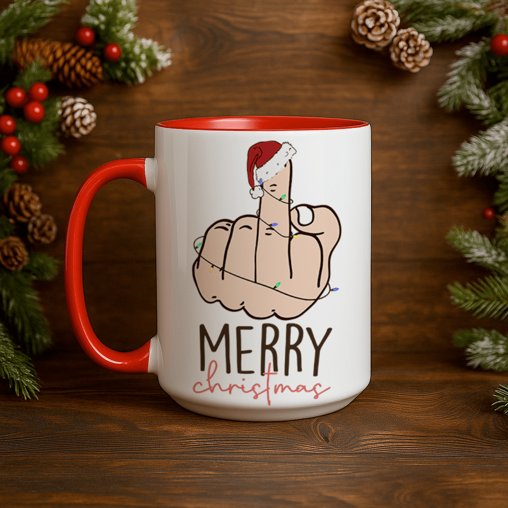 15oz Ceramic Mug - Middle Finger - Pressing Images