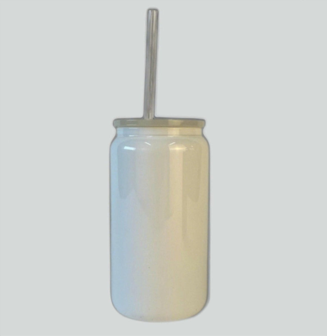 16oz white glass can - Pressing Images