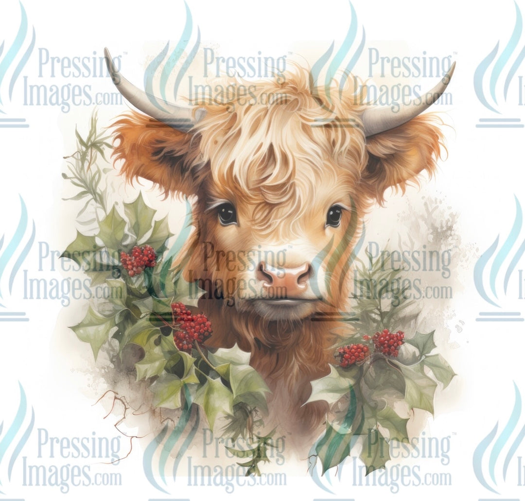 8337 Christmas cow tumbler wrap