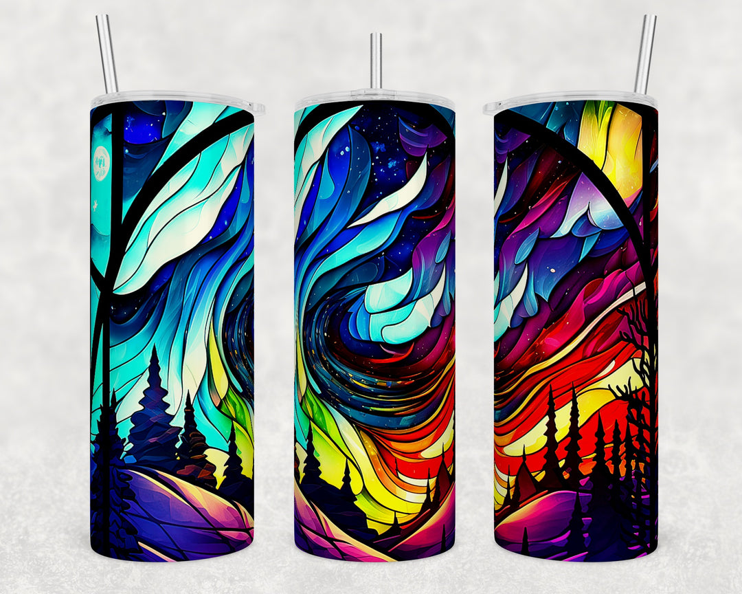 8024 Northern lights stained glass tumbler Wrap