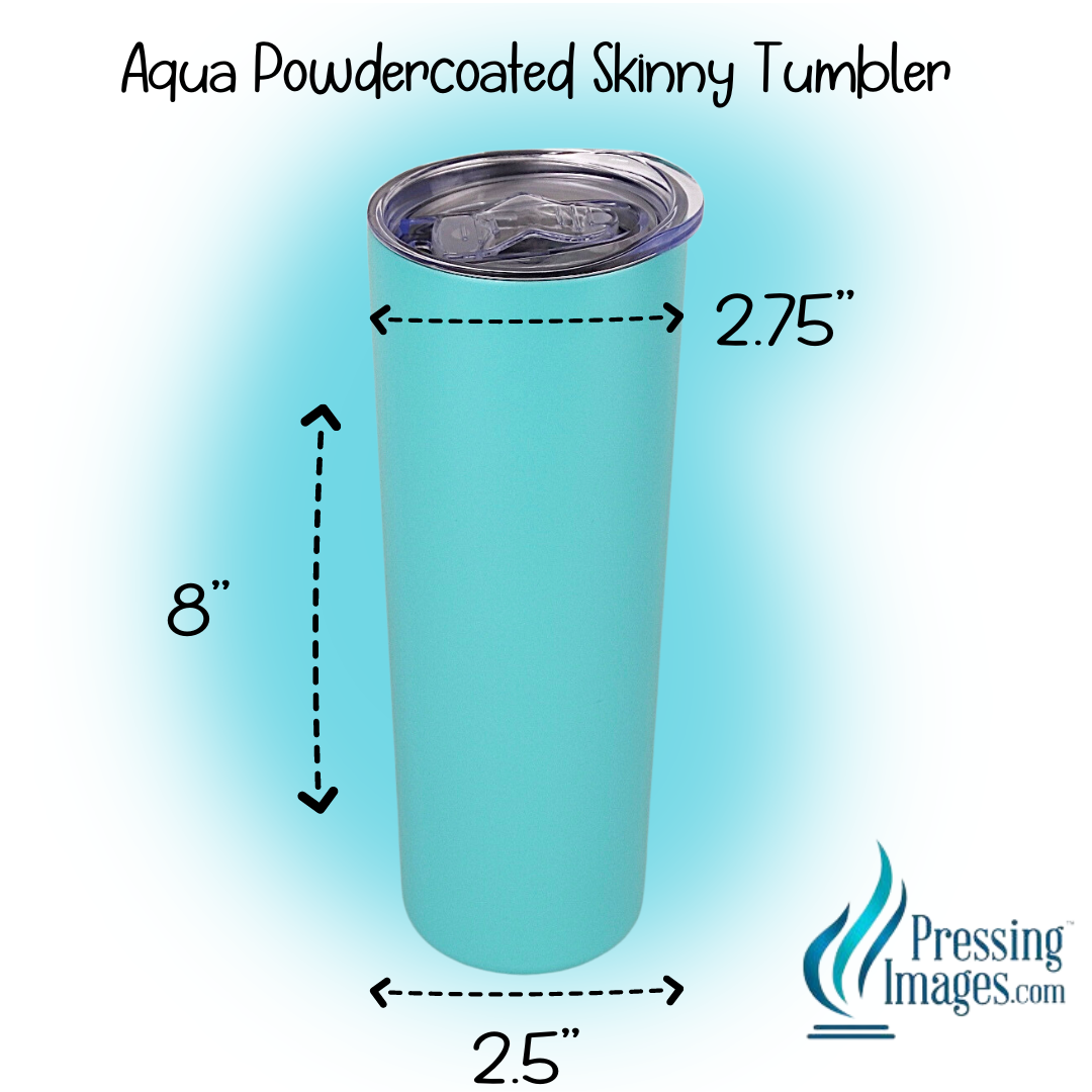 Aqua Powder Coated Skinny Tumbler - 110147