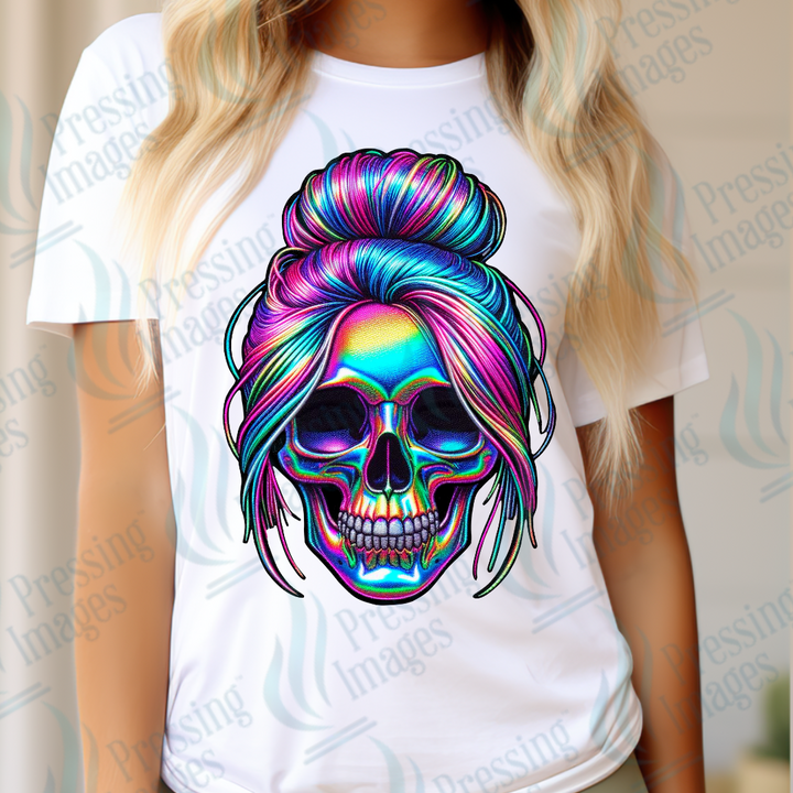 DTF 2768 Holographic hair skull