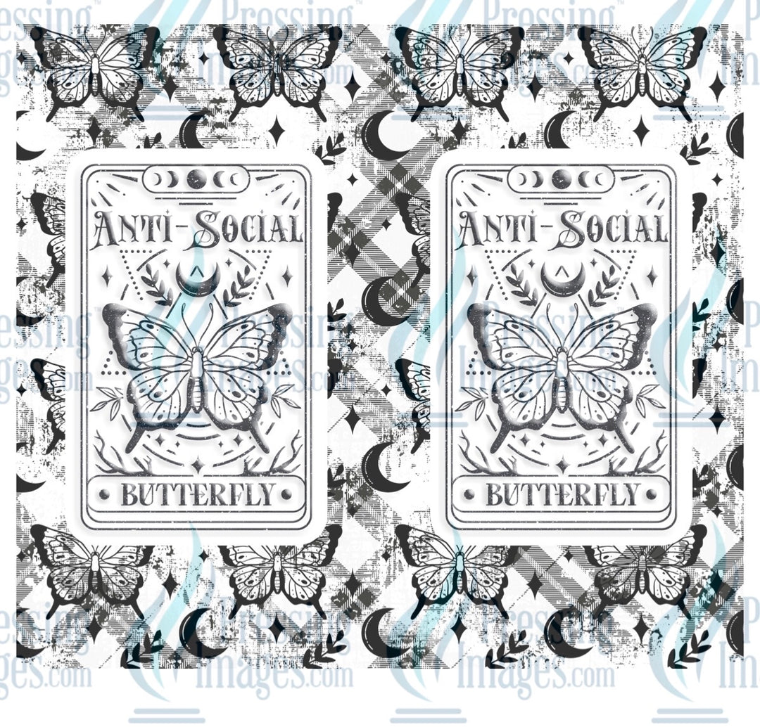 8258 Anti social butterfly tumbler wrap