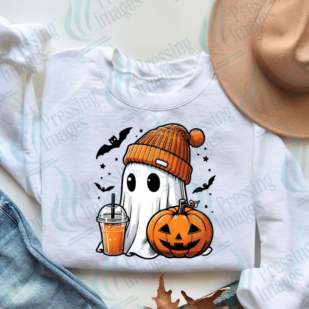 DTF 3154 Halloween ghost with orange toque