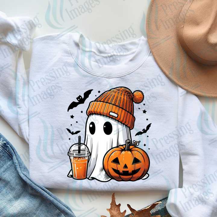 DTF 3154 Halloween ghost with orange toque