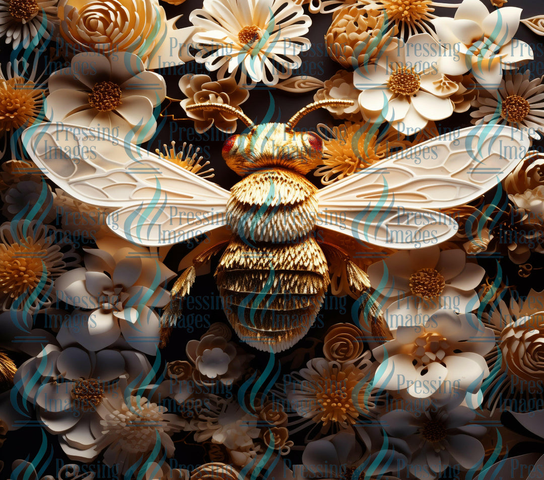 33324 3D Gold Bee Tumbler Wrap.