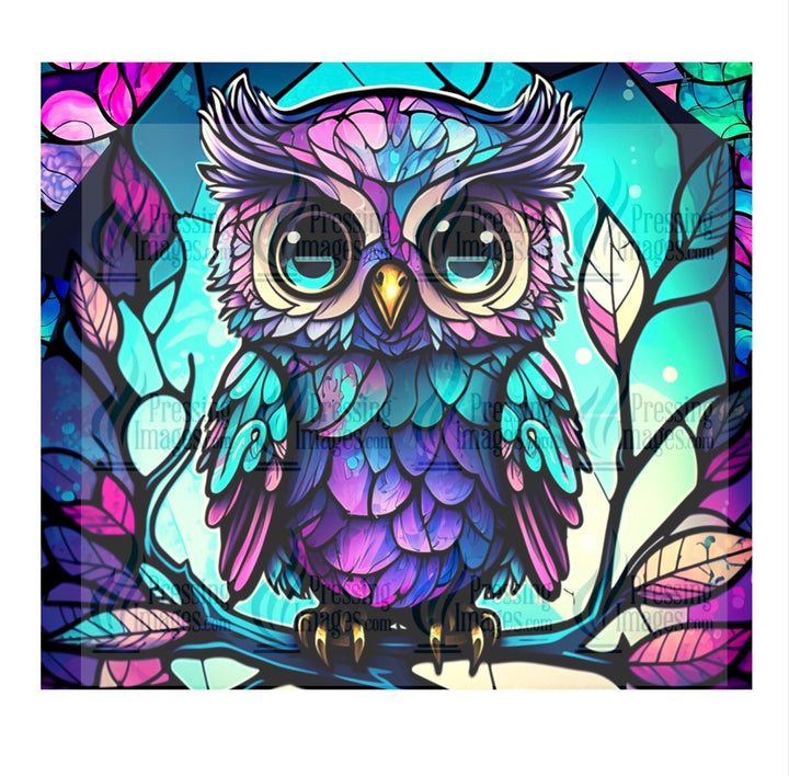 8013 Owl stained glass tumbler Wrap