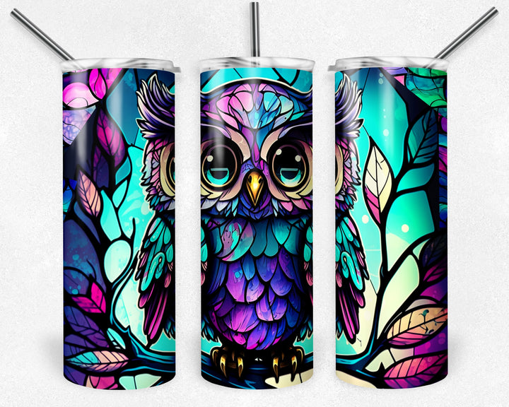 8013 Owl stained glass tumbler Wrap