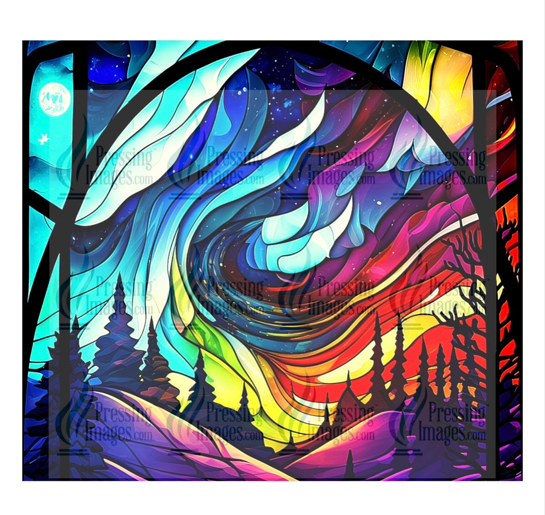 8024 Northern lights stained glass tumbler Wrap