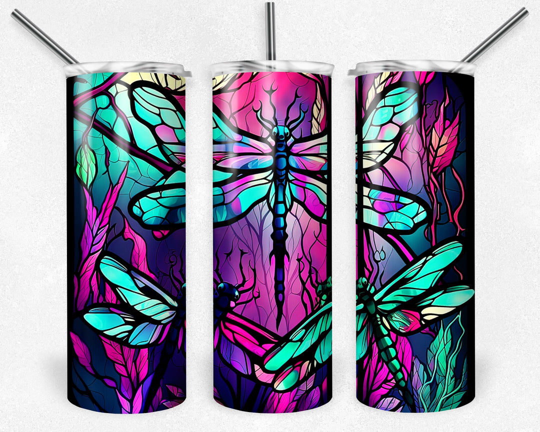 8012 Dragonfly stained glass tumbler Wrap