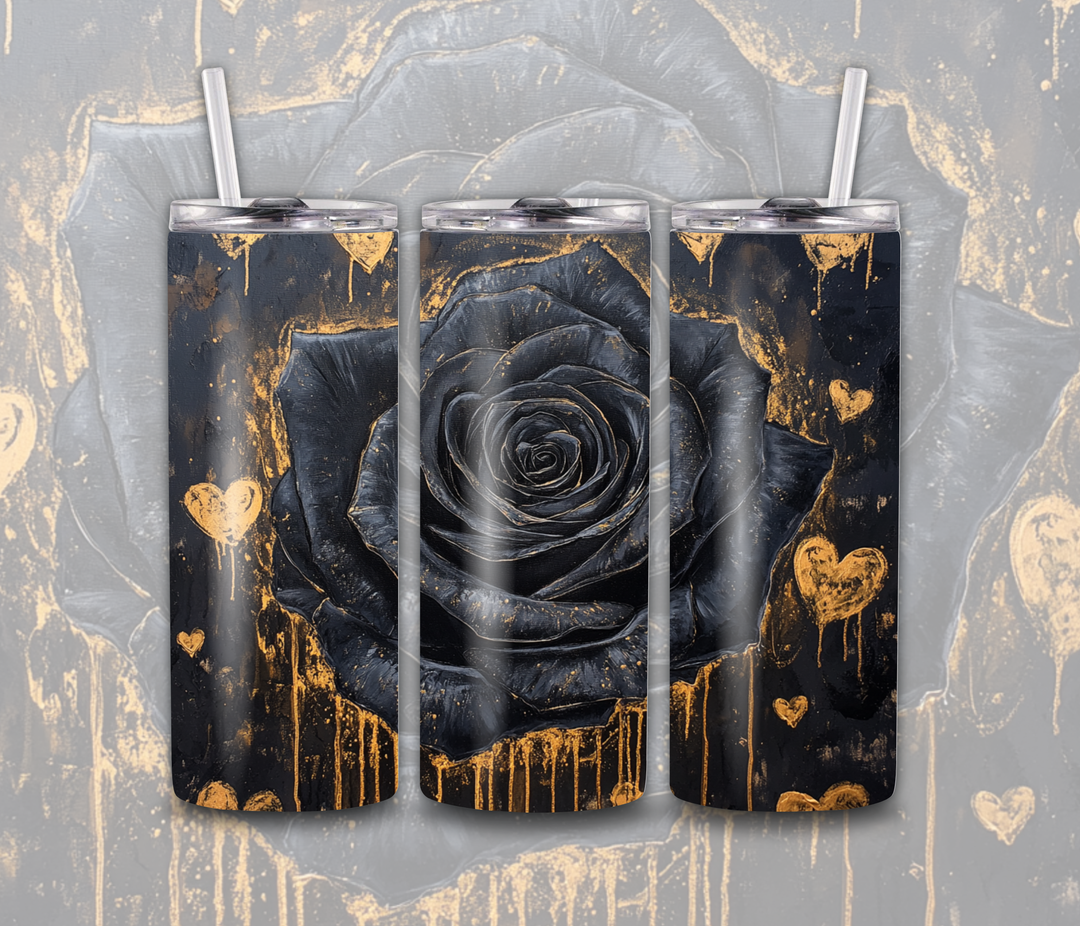 4348 Black Rose Gold Hearts