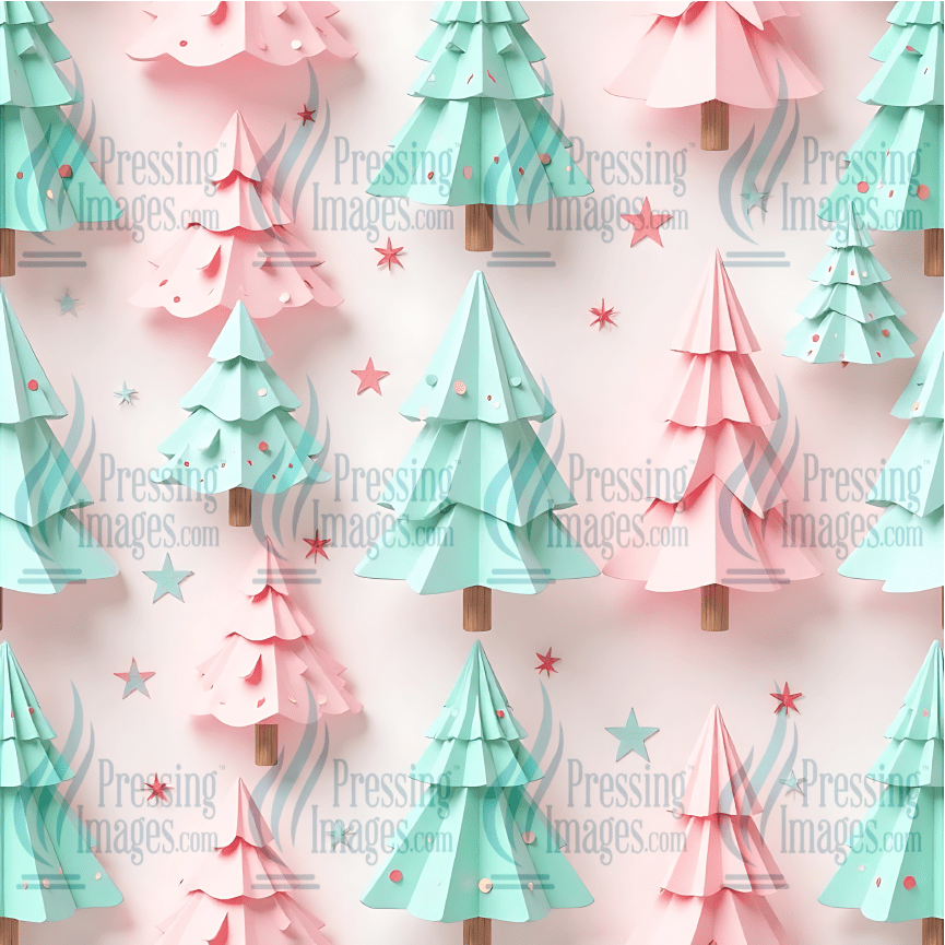 5015 Christmas Tree Mint & Pink - Pressing Images