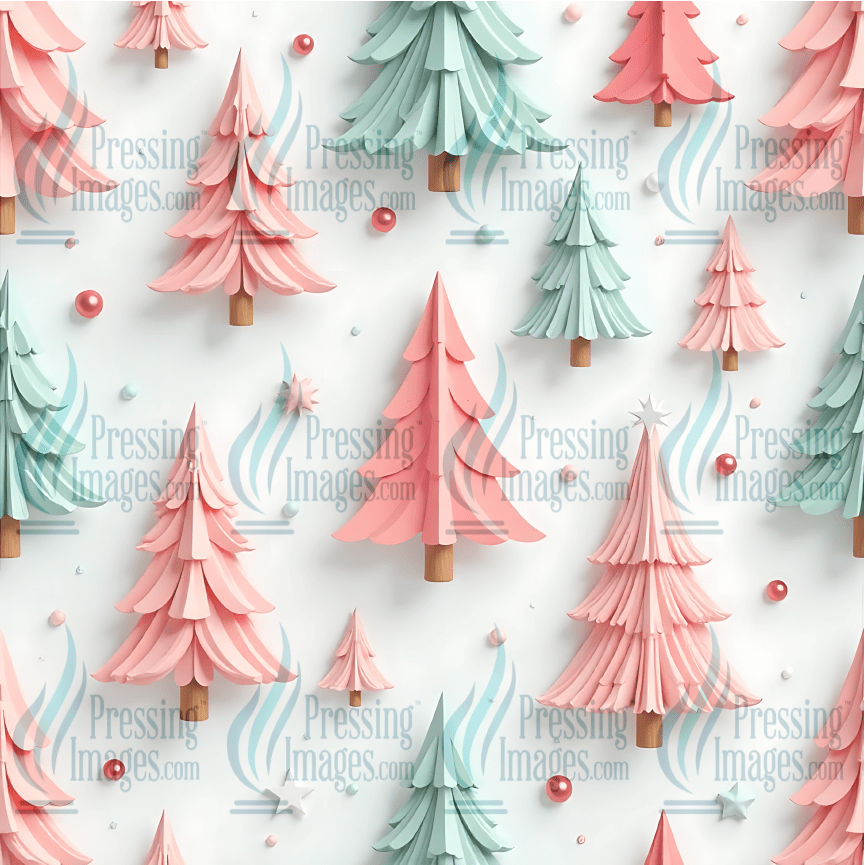 5016 Christmas Tree Mint & Pink - Pressing Images