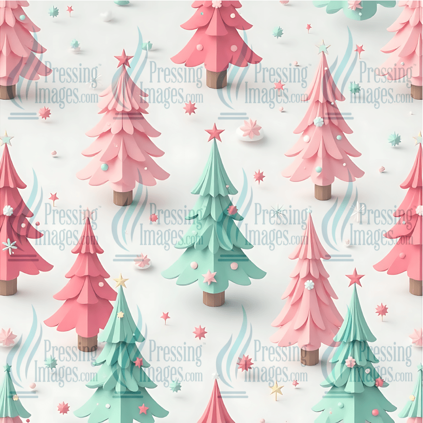 5017 Christmas Tree Mint & Pink - Pressing Images