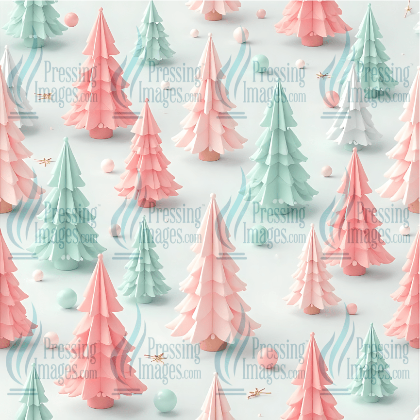 5018 Christmas Tree Mint & Pink - Pressing Images