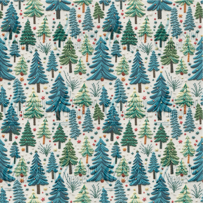 5020 Embroidery Christmas Trees - Pressing Images