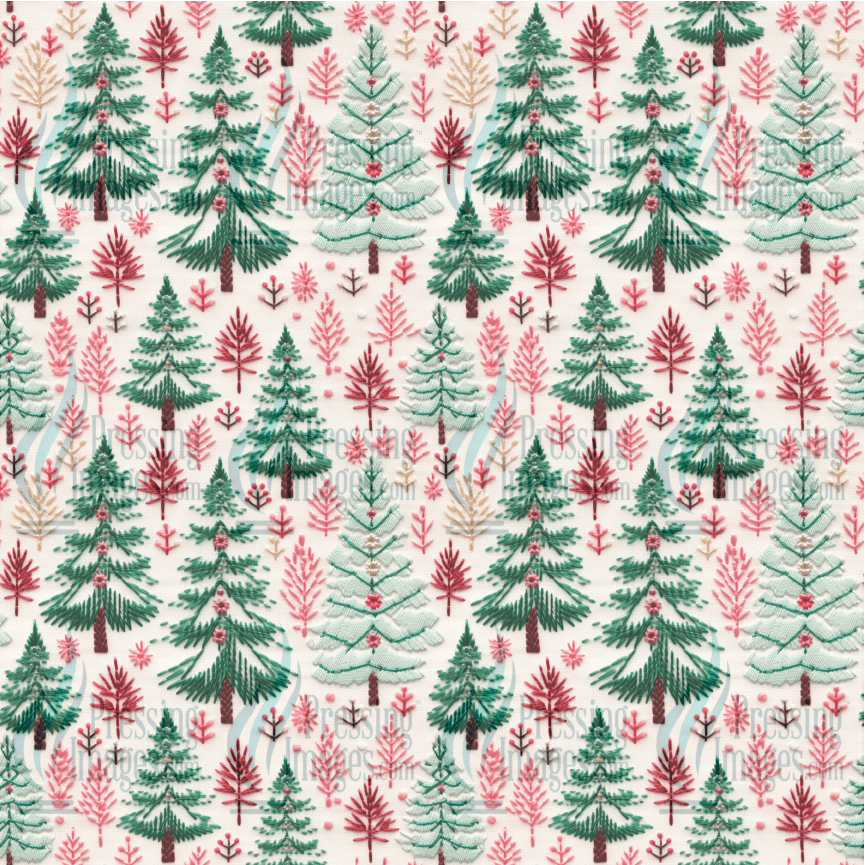 5021 Embroidery Christmas Trees - Pressing Images