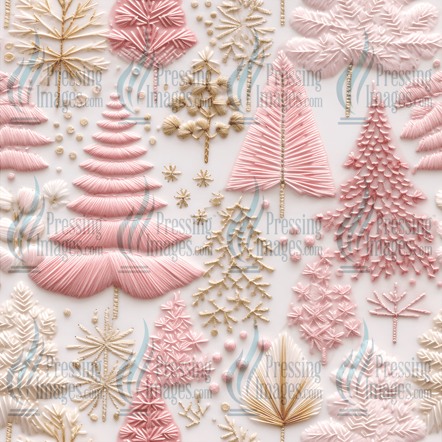 5098 Pink Christmas Stitching - Pressing Images