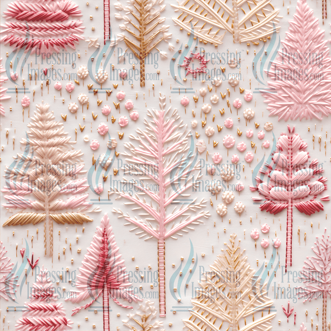 5099 Pink Christmas Stitching - Pressing Images